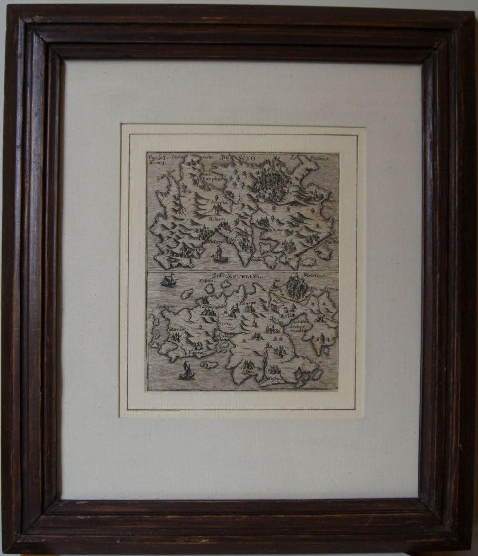 Copper Engraving, "Chios and Mytilene", 1729
