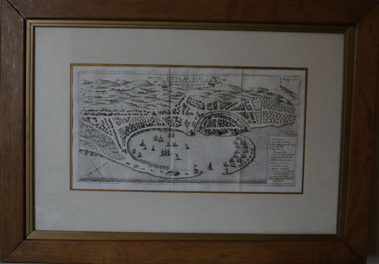 Copper Engraving, "Citta Di Scio ma Conquistata dalle Armi Della Seren: Republica Venetia li. 15. Settembr. 1694"