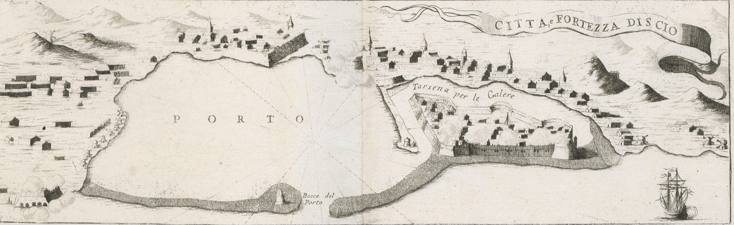 Antique Map: "Città e Fortezza di Scio" (1689) by Vincenzo Coronelli