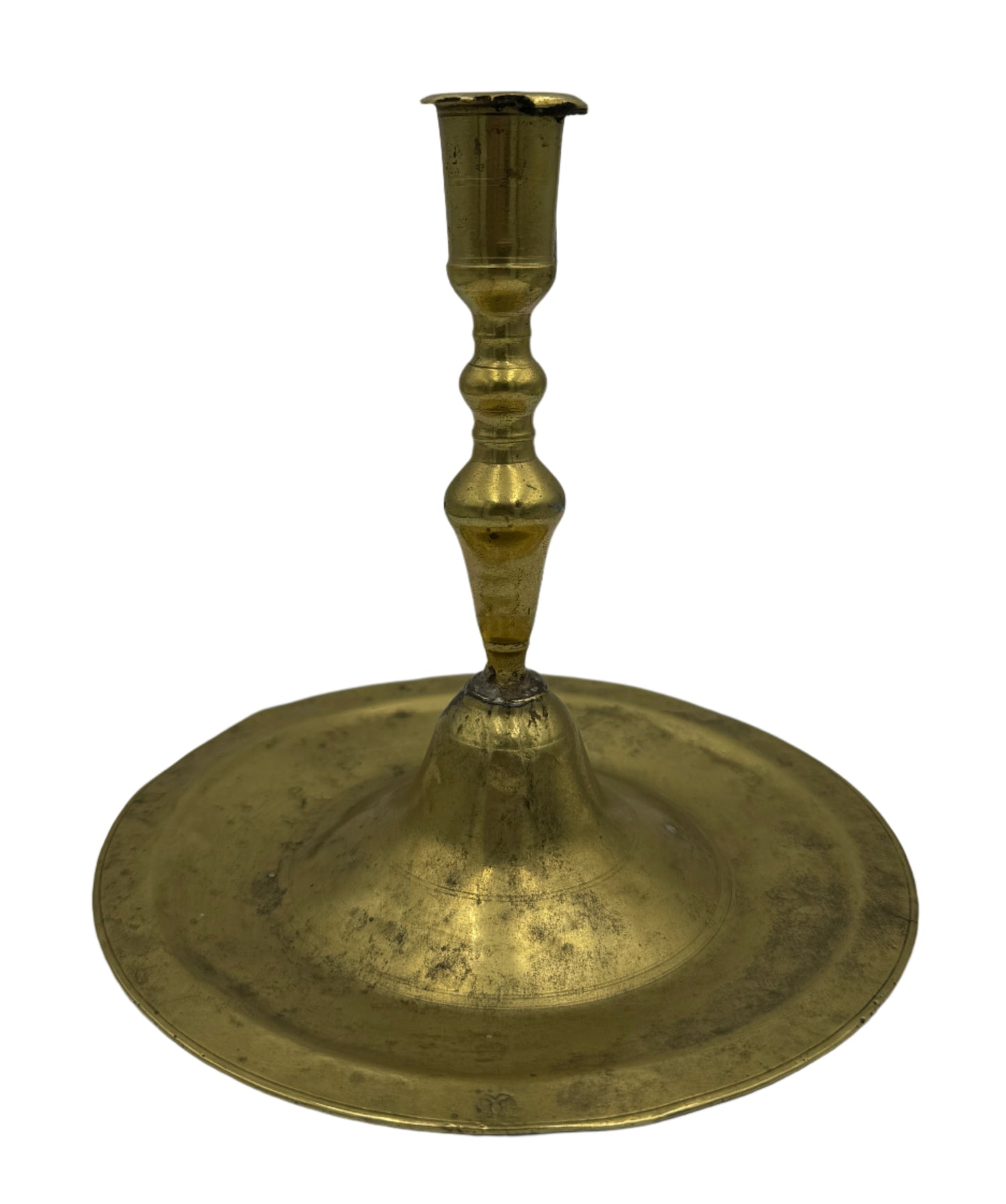 Antique 18th-Century English Brass Chamberstick Candlestick