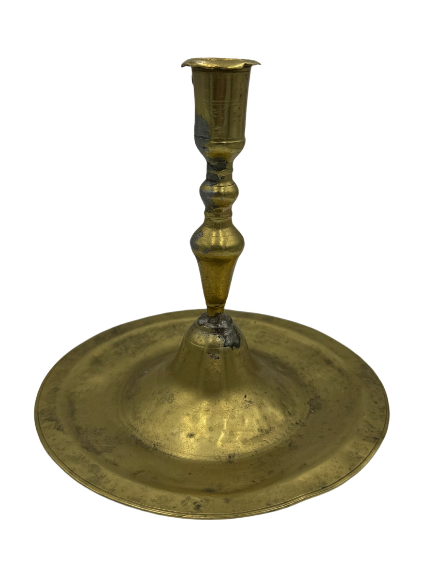 Antique 18th-Century English Brass Chamberstick Candlestick
