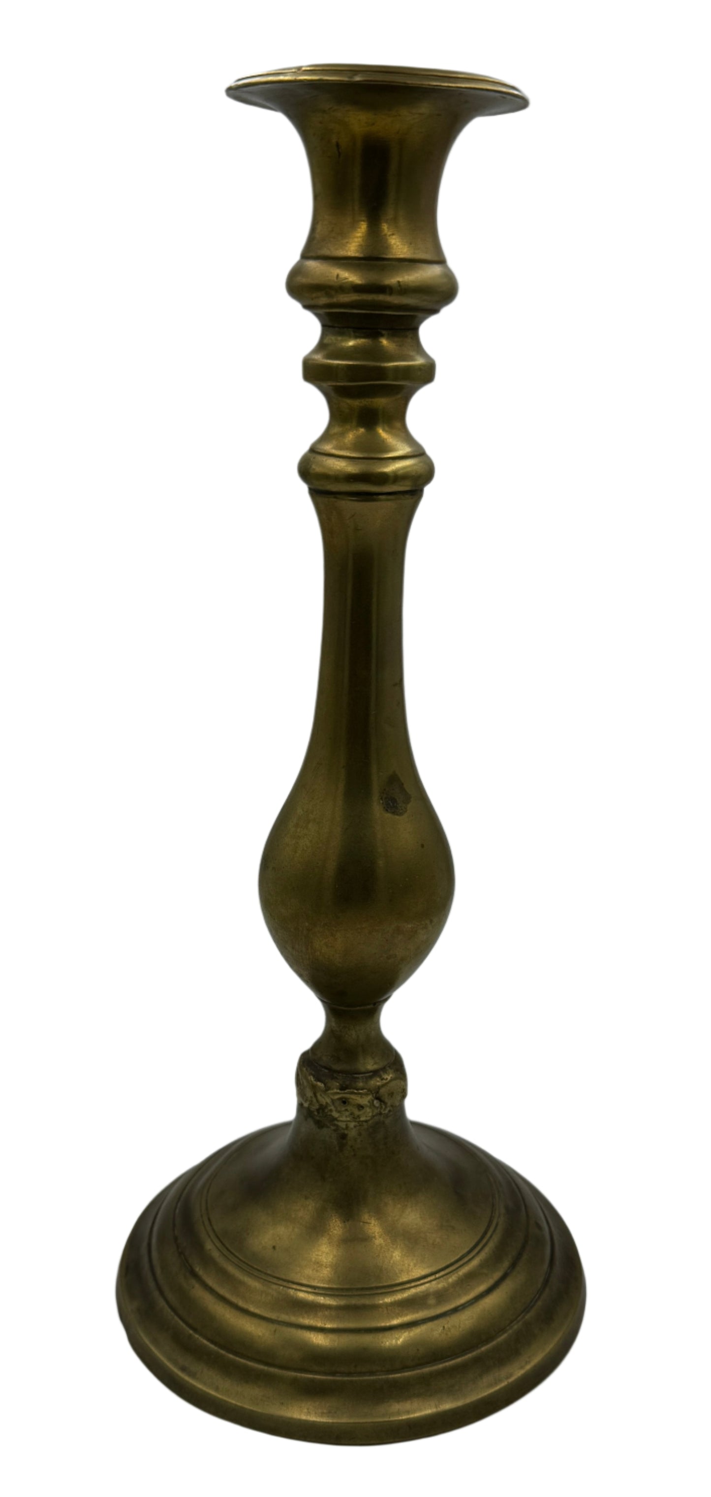Antique 19th Century English Brass Candlestick with Tiered Base