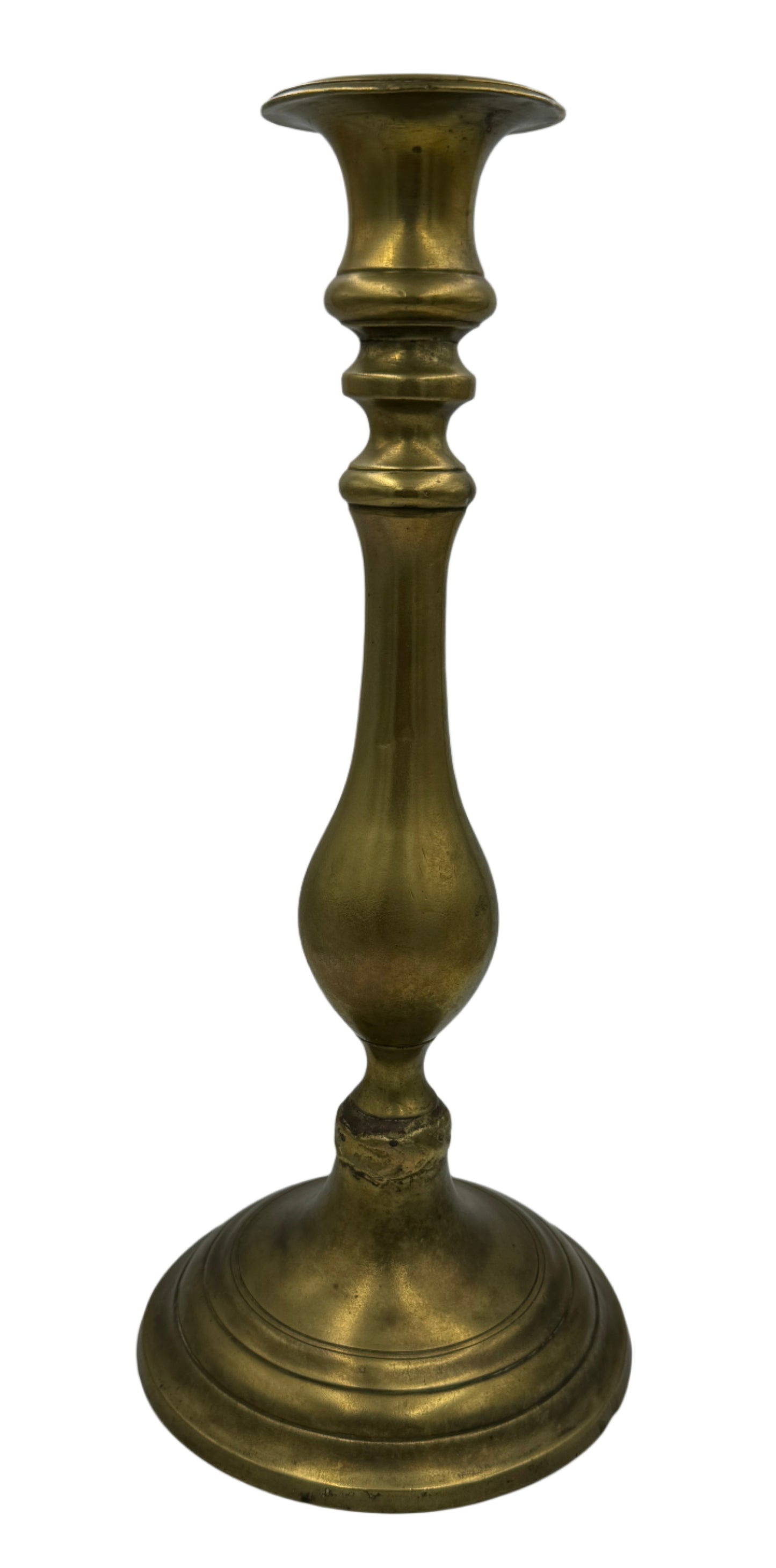 Antique 19th Century English Brass Candlestick with Tiered Base
