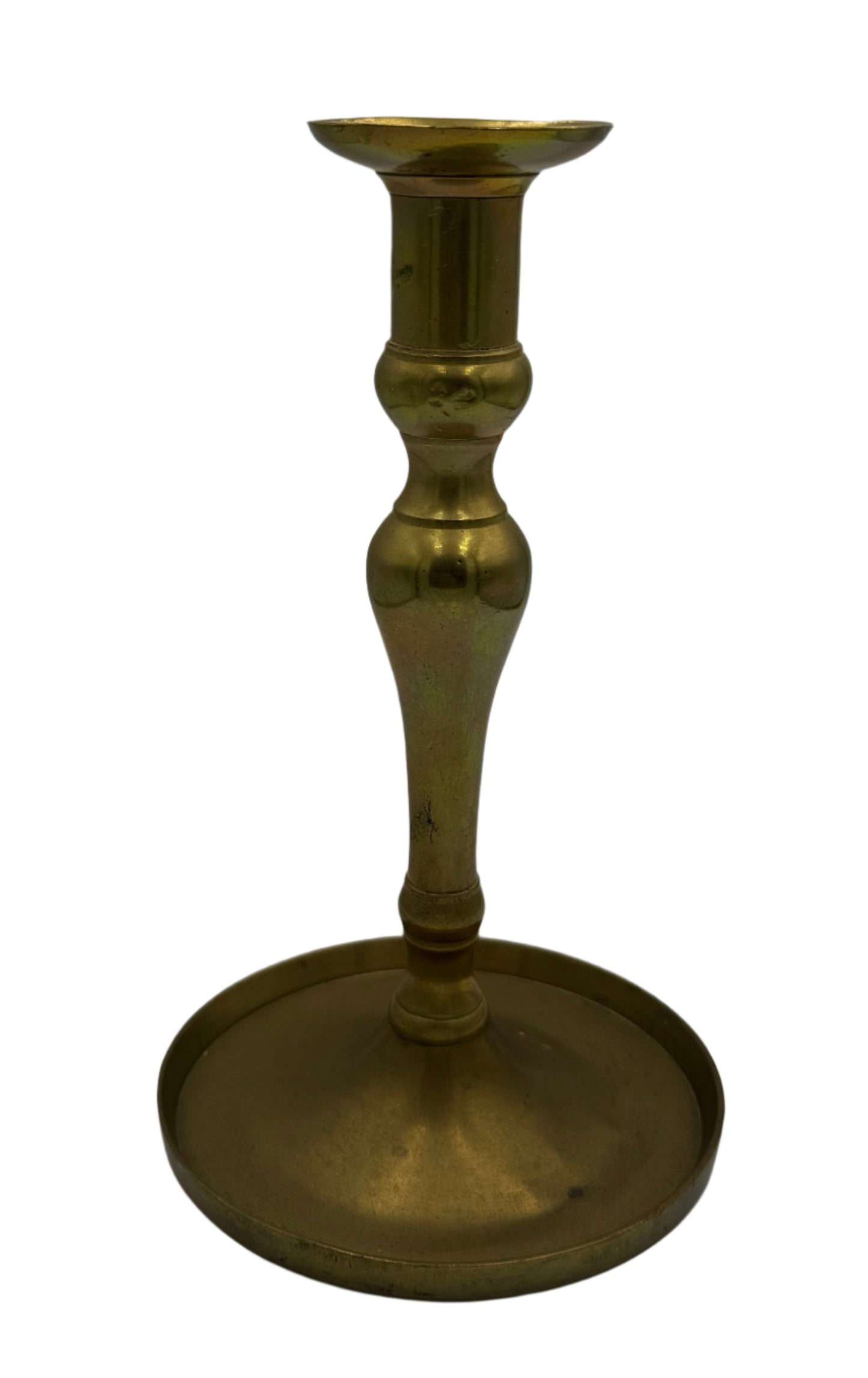Antique 19th-Century Brass Candlestick – Elegant Baluster Form