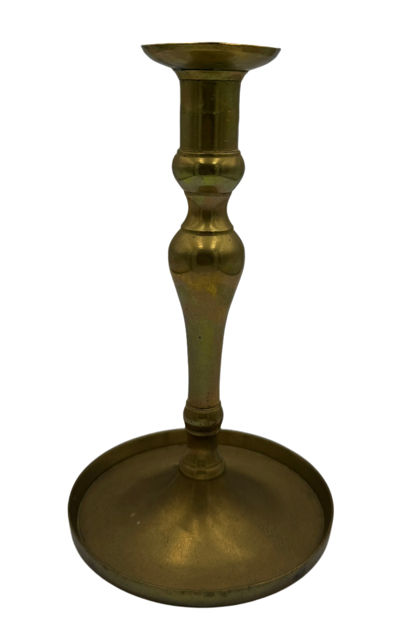 Antique 19th-Century Brass Candlestick – Elegant Baluster Form