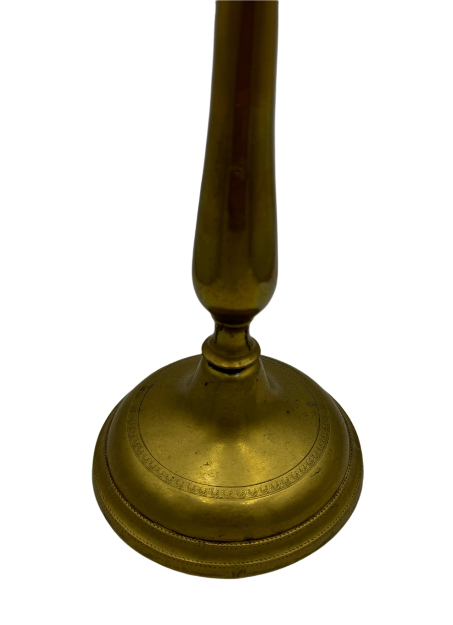 Antique 19th Century French Brass Candlestick with Elegant Tapered Column