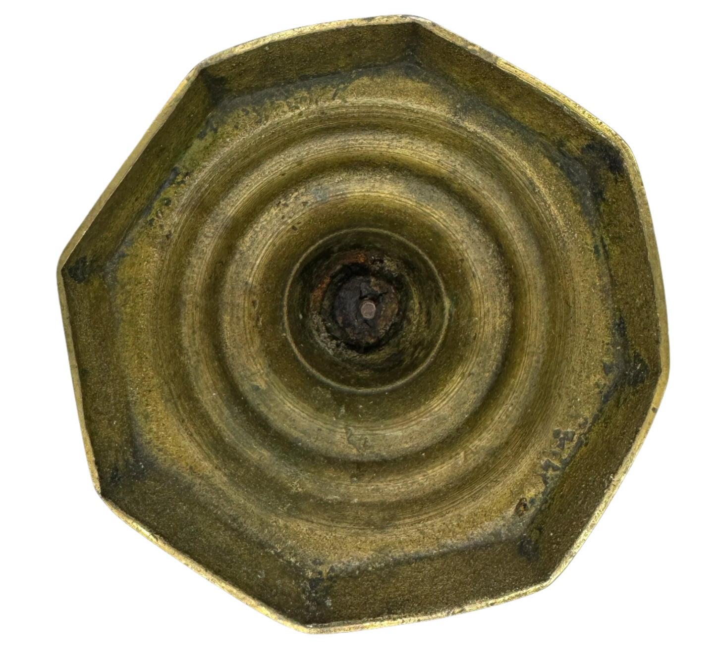 Antique 19th Century English Brass Candlestick with Octagonal Base