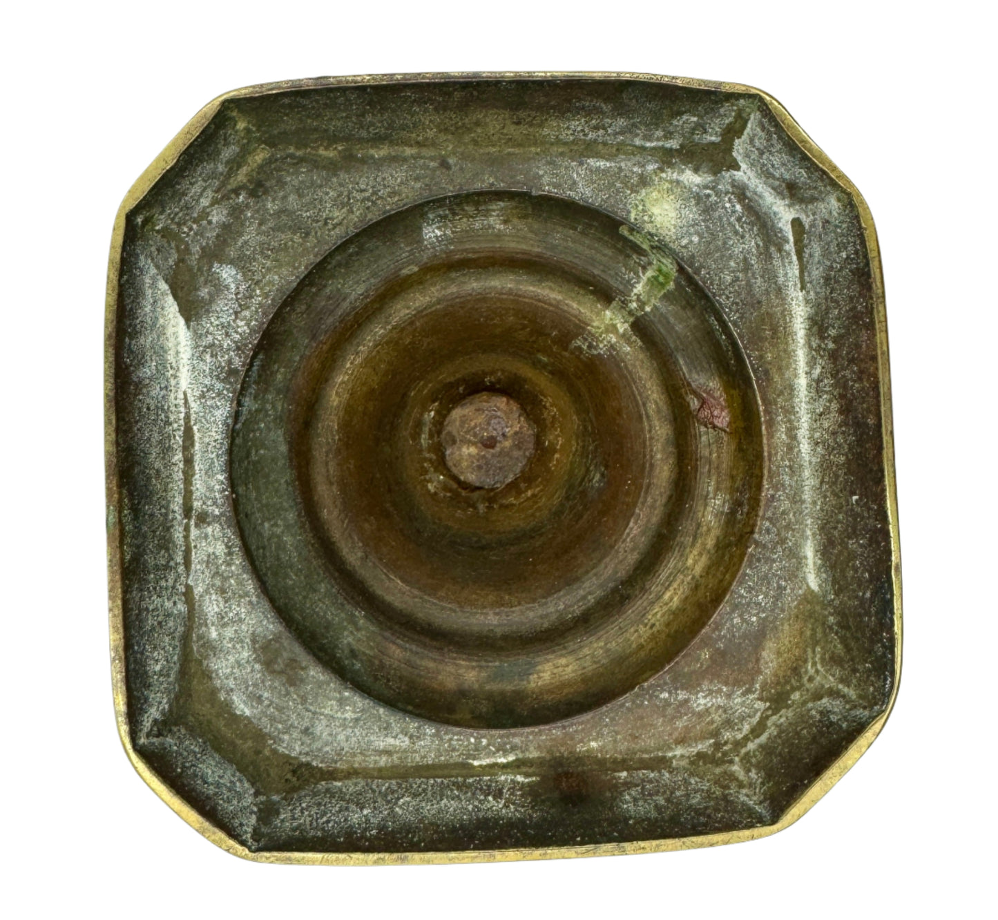 Antique 19th Century English Brass Candlestick with Square Base