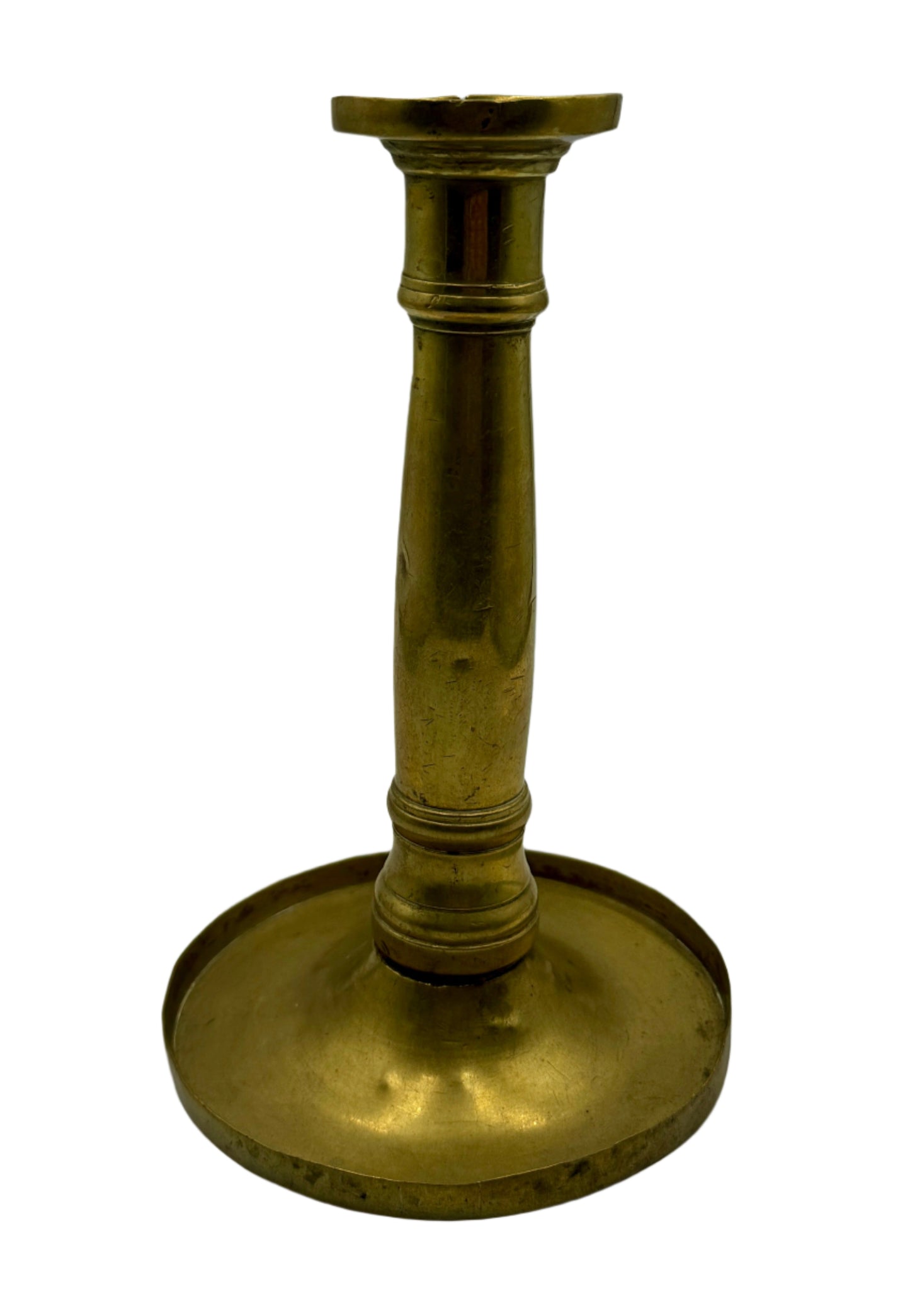 Antique 18th-Century English Brass Candlestick – Elegant Georgian Era Design
