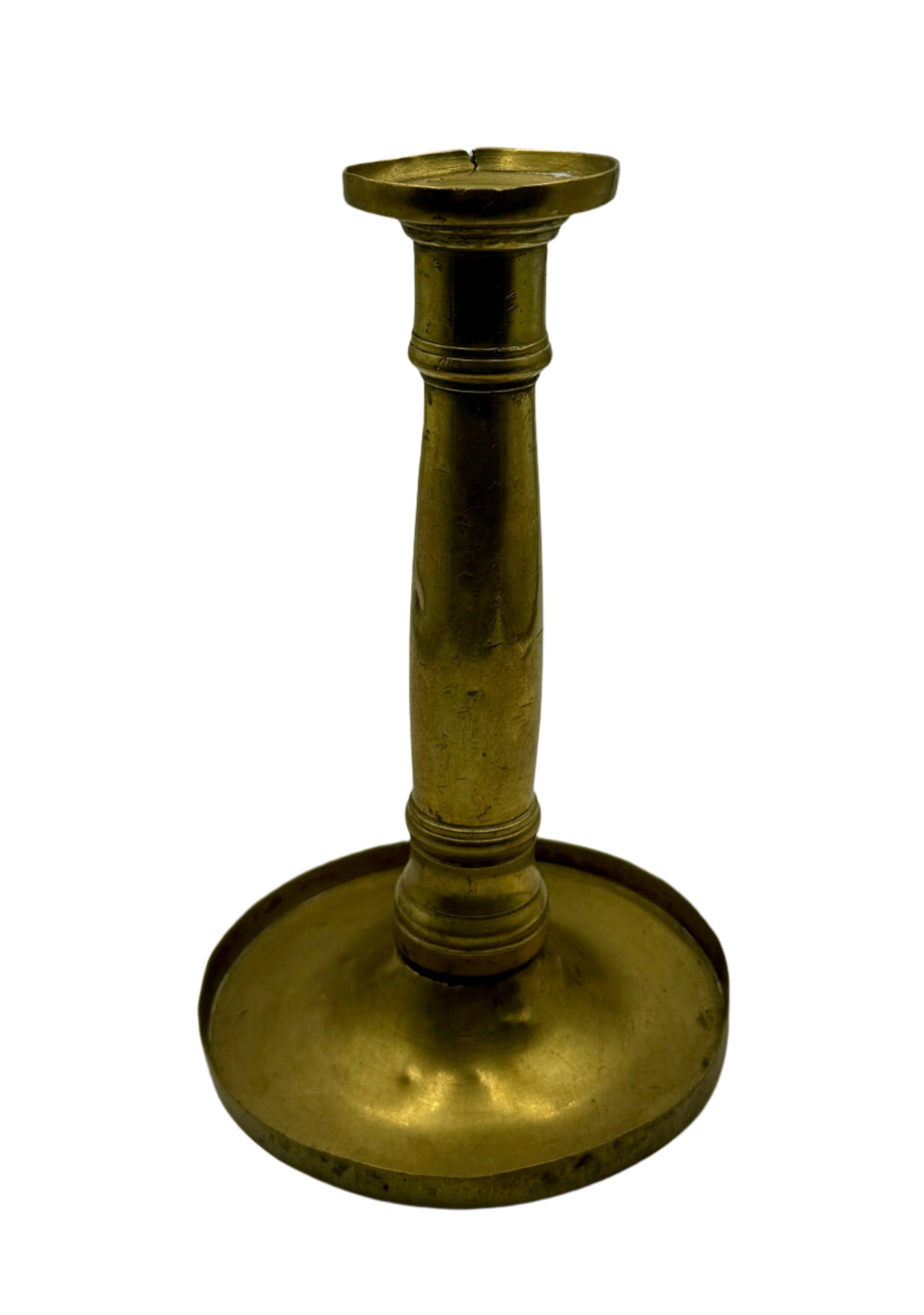 Antique 18th-Century English Brass Candlestick – Elegant Georgian Era Design