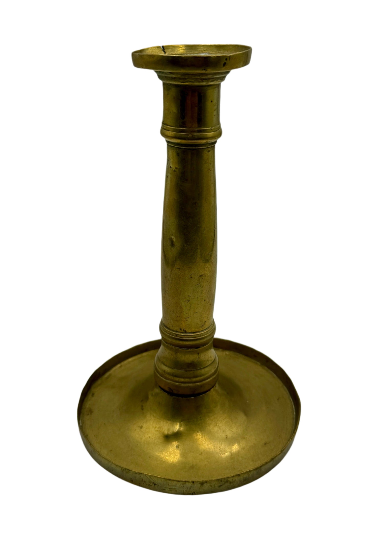Antique 18th-Century English Brass Candlestick – Elegant Georgian Era Design