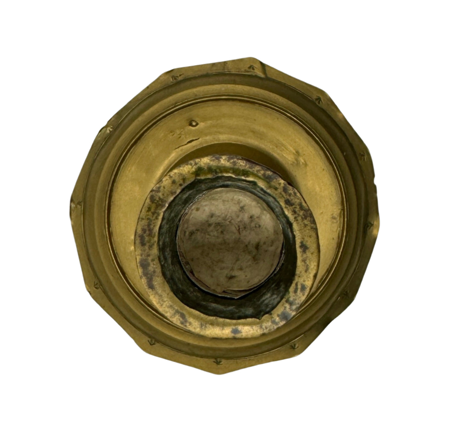 18th Century French Brass Candlestick with Octagonal Base