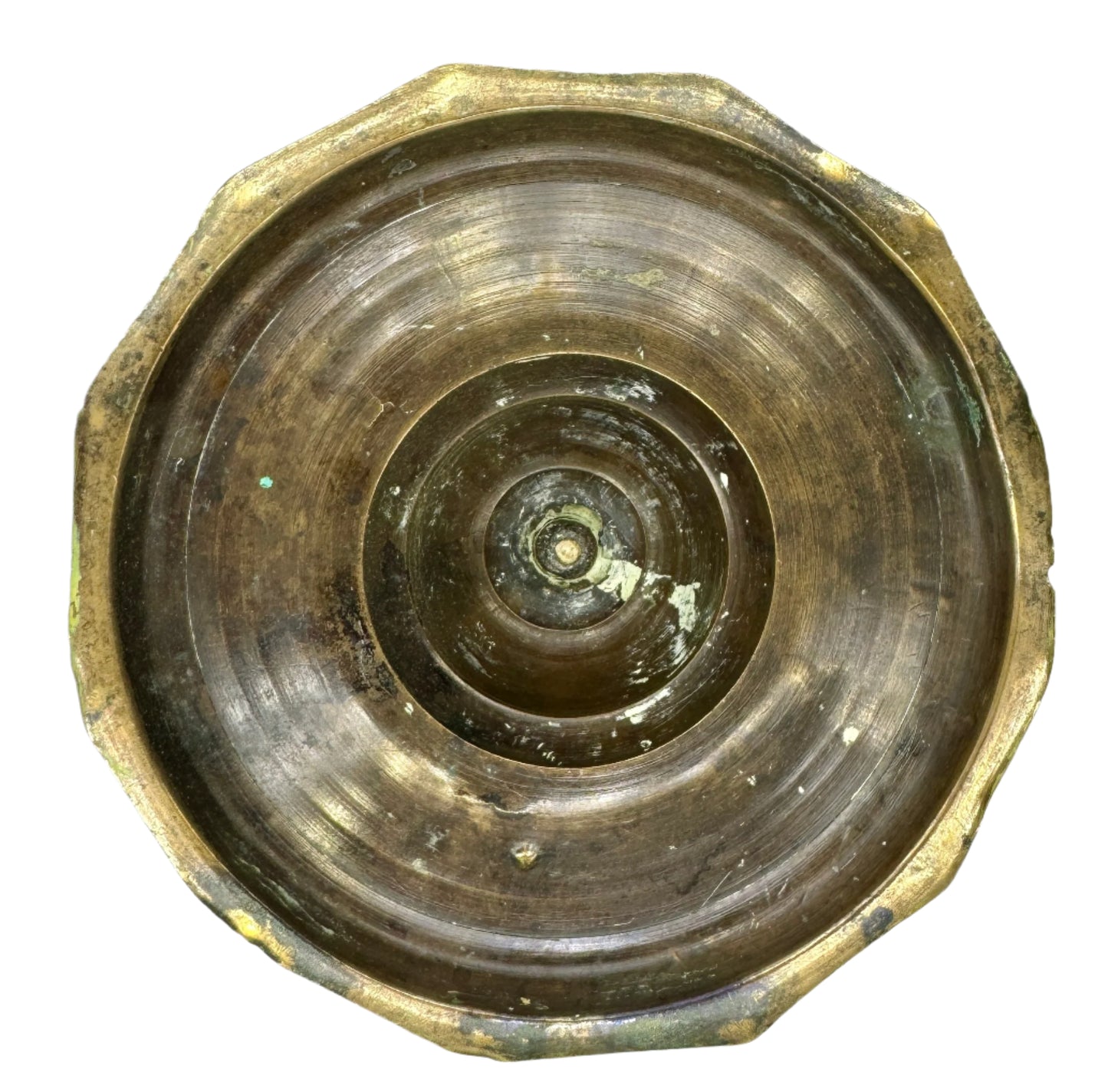 18th Century French Brass Candlestick with Octagonal Base