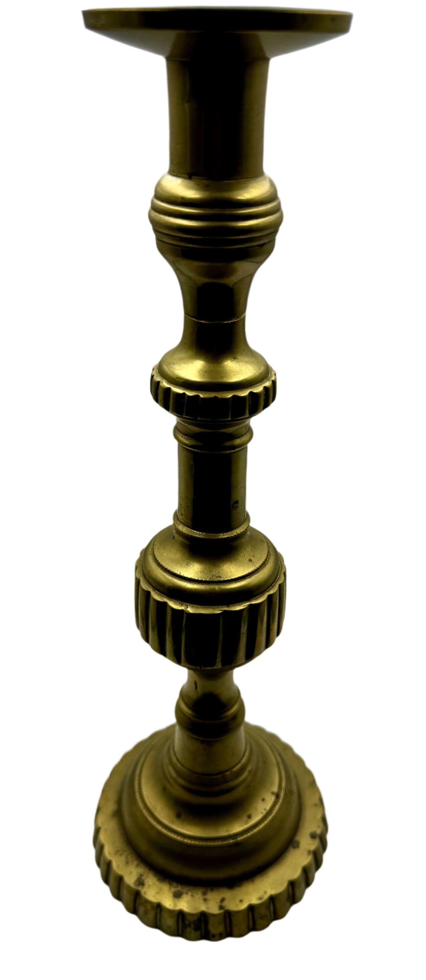 Antique 19th Century Bronze Candlestick with Fluted Detailing
