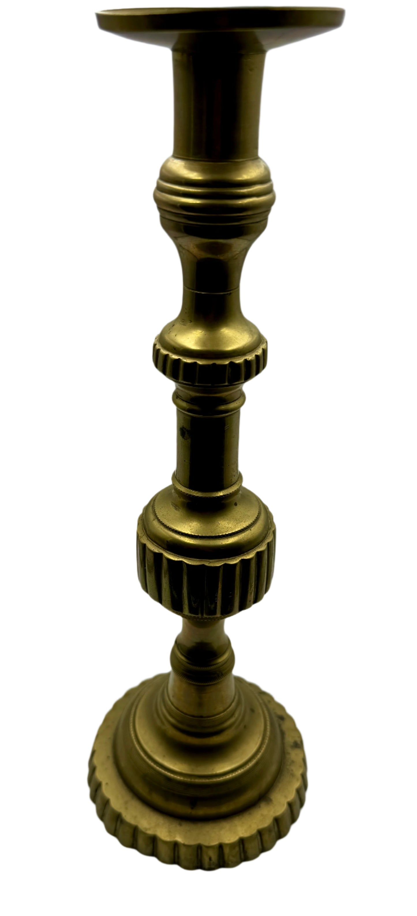 Antique 19th Century Bronze Candlestick with Fluted Detailing