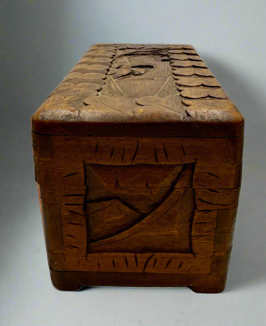 Vintage Chinese Camphor Wood Chest – Hand Carved, 1940s