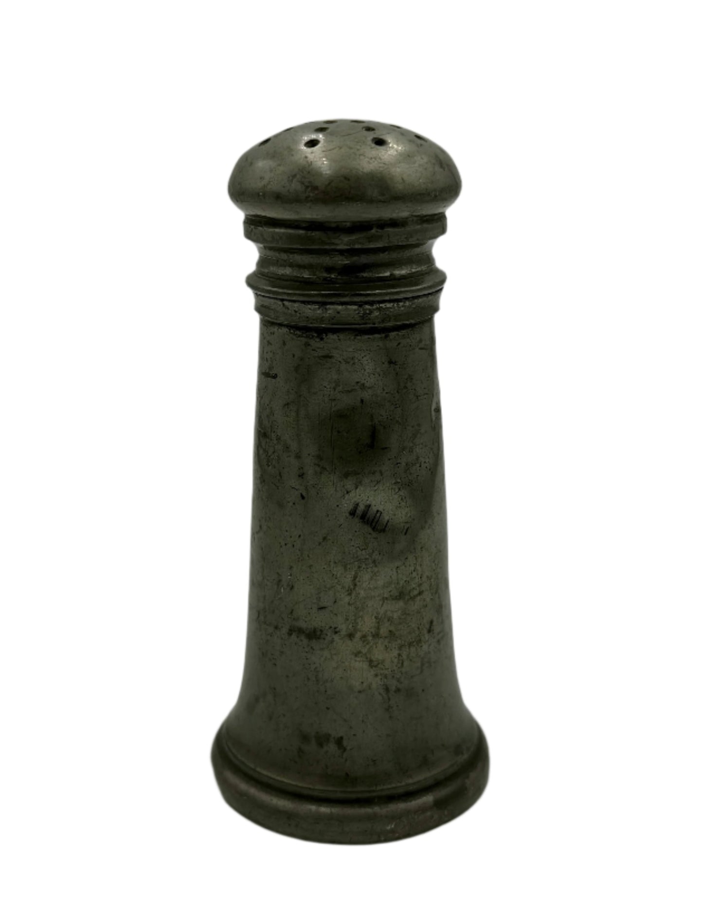 Antique Pewter Salt & Pepper Shaker – Cylindrical Tapered Form, 19th Century