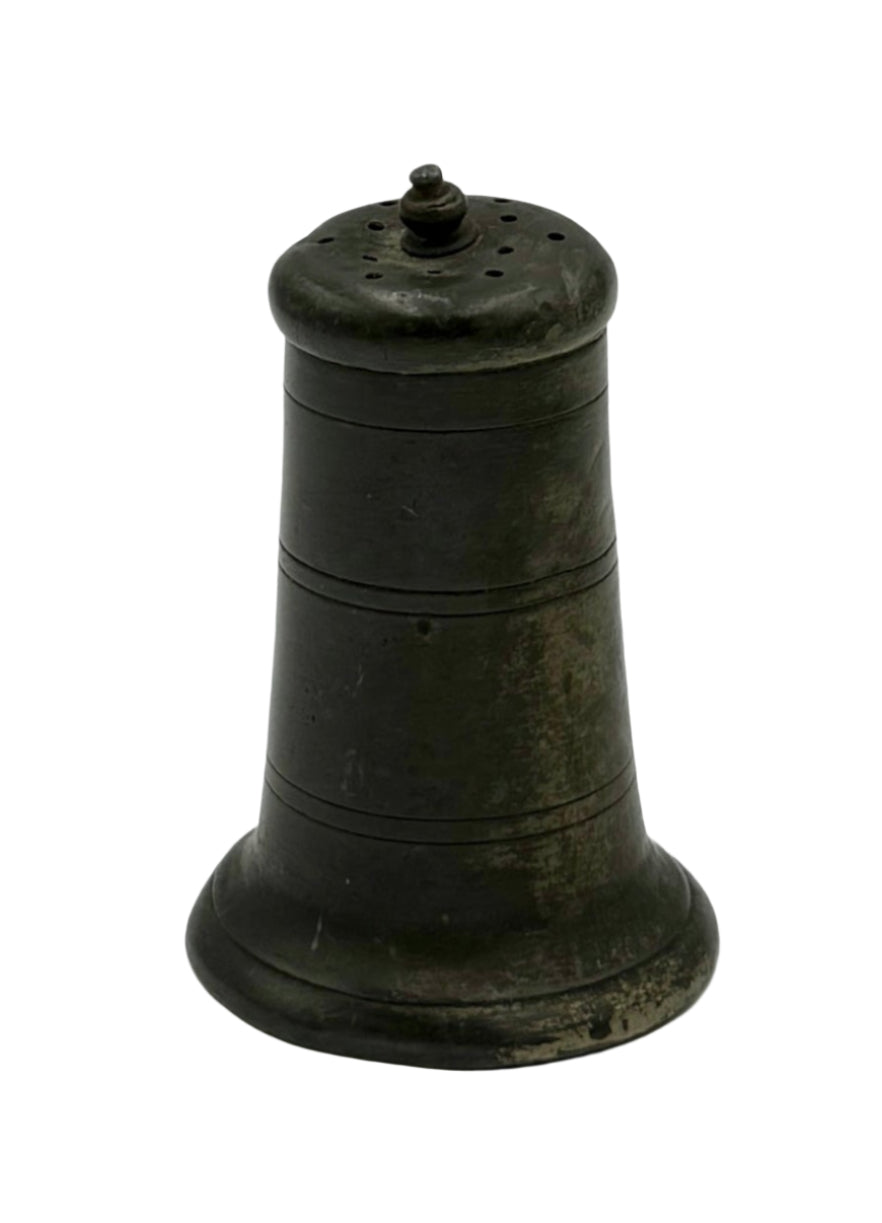 Antique Pewter Salt & Pepper Shaker – Tapered Form with Finial, 18th-19th Century