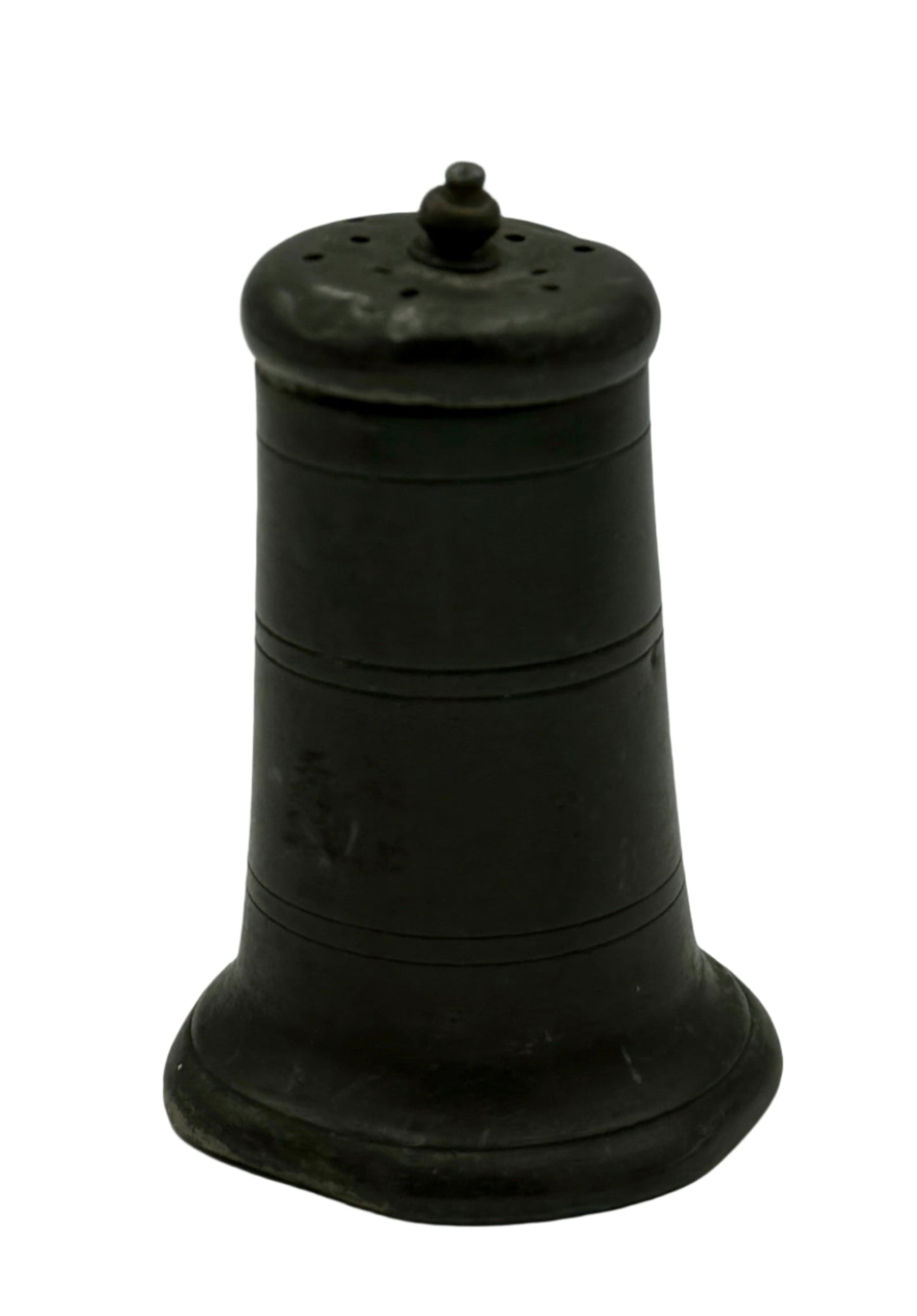 Antique Pewter Salt & Pepper Shaker – Tapered Form with Finial, 18th-19th Century