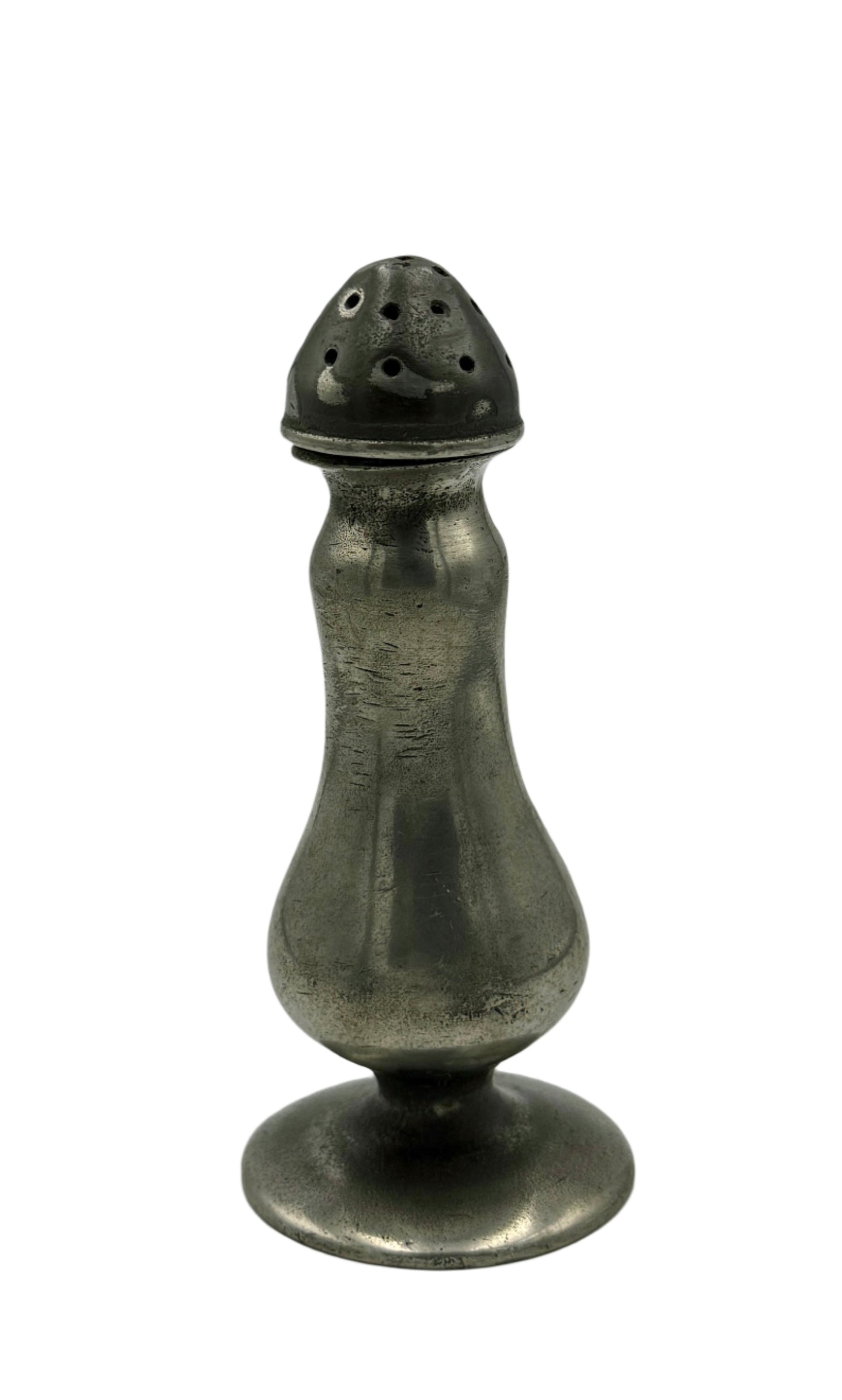 Antique Pewter Salt & Pepper Shaker – Pear-Shaped Form, 19th Century