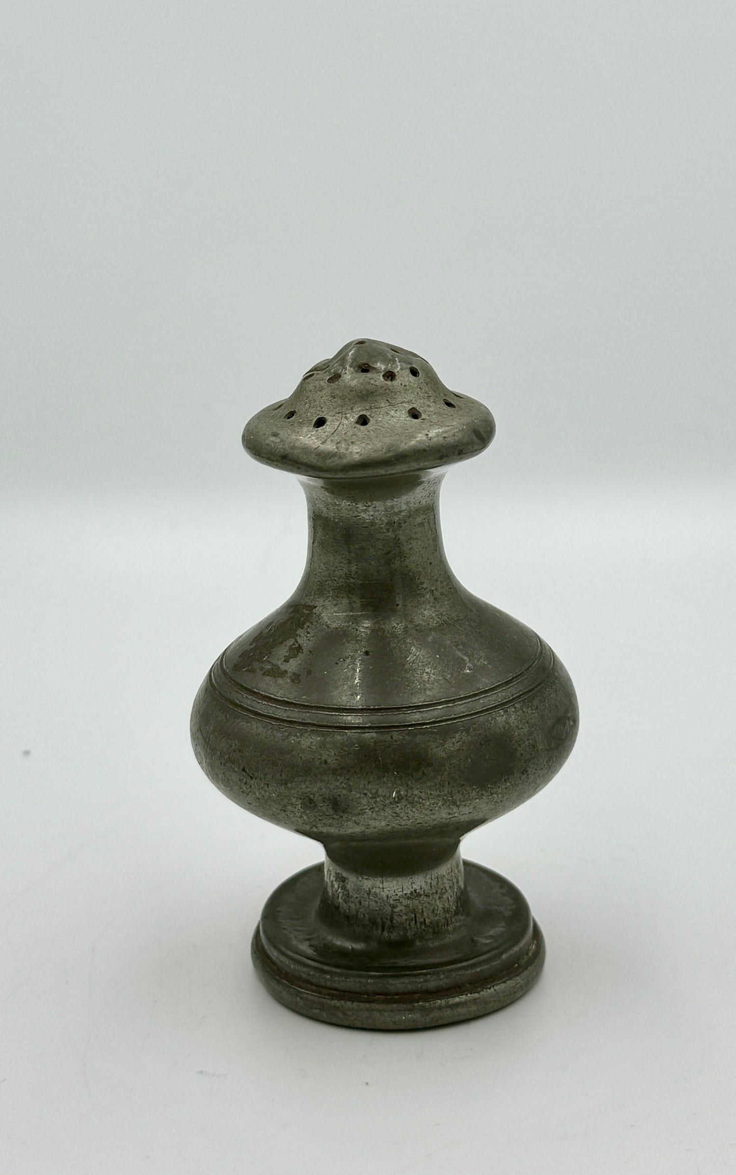 Antique English Victorian Pewter Salt & Pepper Pot – Early 19th Century