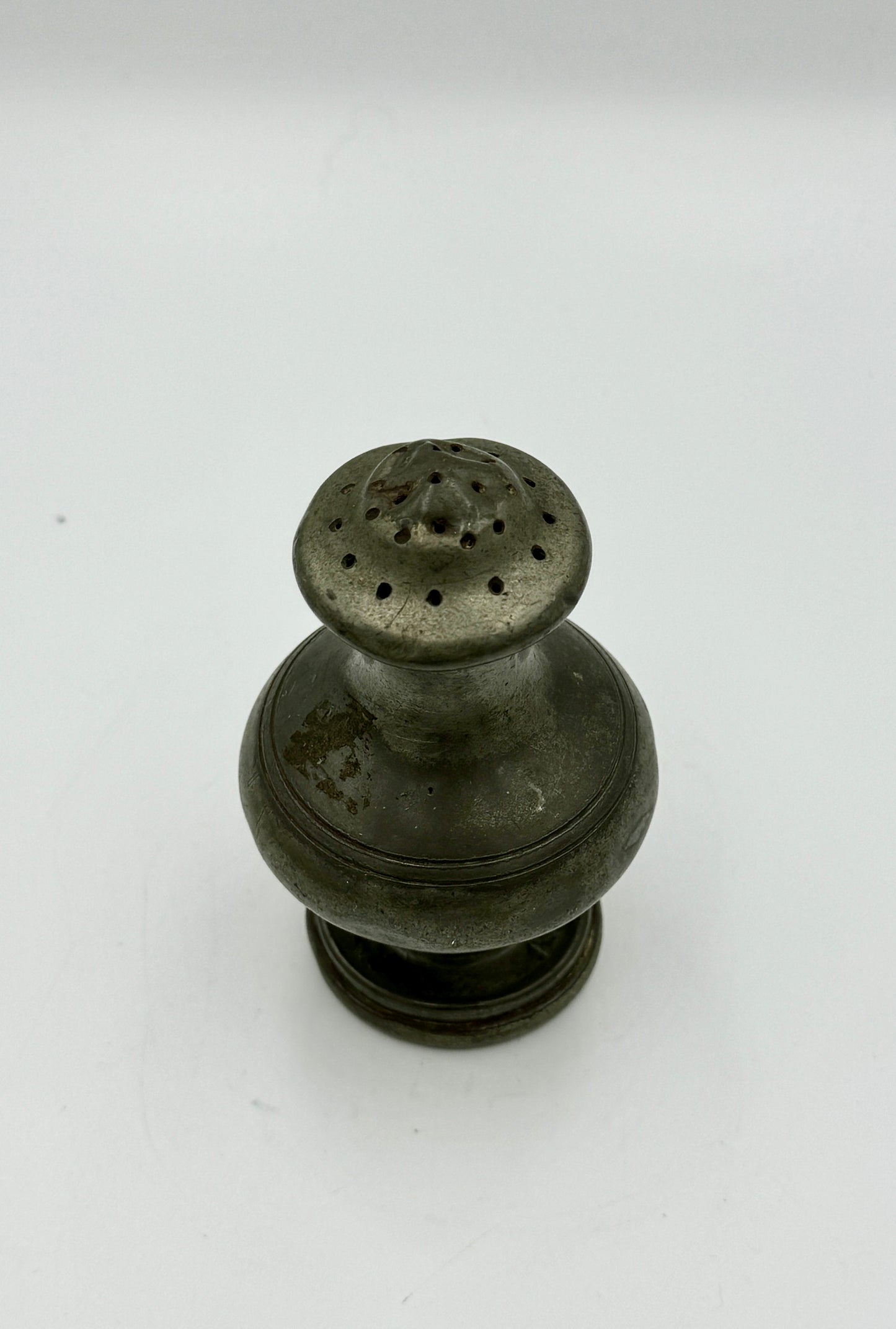 Antique English Victorian Pewter Salt & Pepper Pot – Early 19th Century