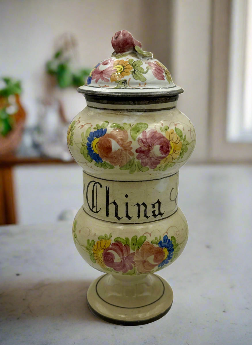 18th-Century Italian Bassano Faience Apothecary Jar – Rare Hand-Painted Ceramic