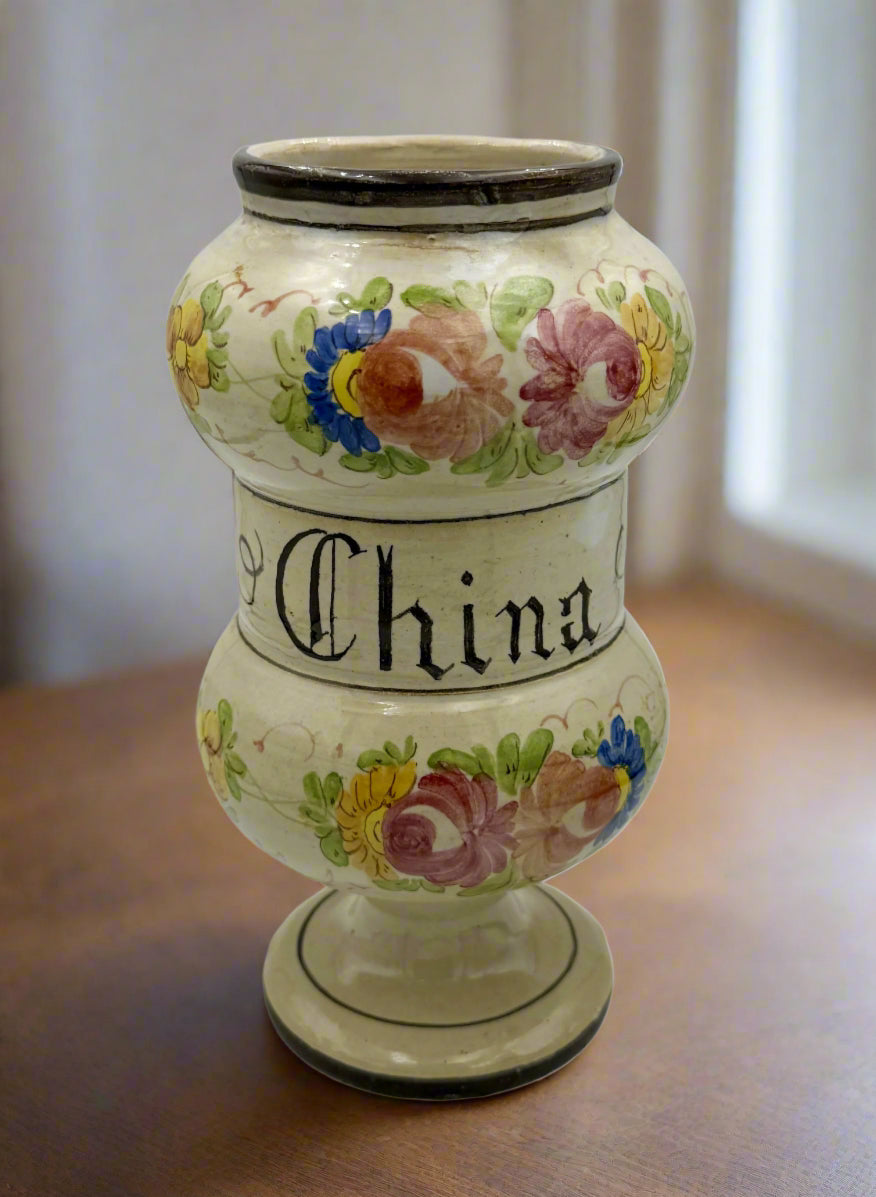18th-Century Italian Bassano Faience Apothecary Jar – Rare Hand-Painted Ceramic