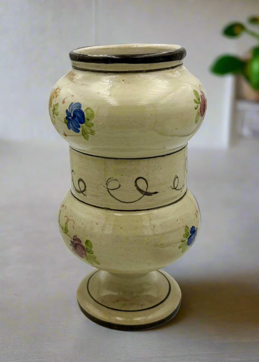 18th-Century Italian Bassano Faience Apothecary Jar – Rare Hand-Painted Ceramic