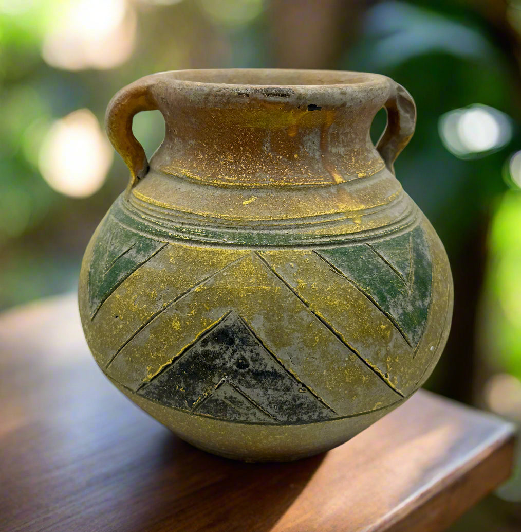 Antique Handcrafted Ceramic Jar – A Century-Old Rustic Treasure