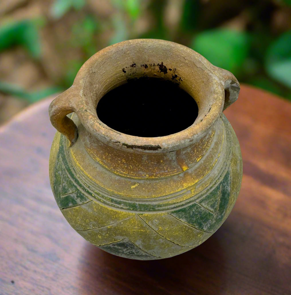 Antique Handcrafted Ceramic Jar – A Century-Old Rustic Treasure