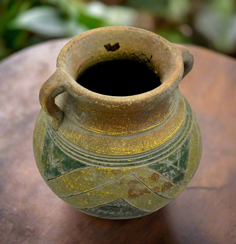 Antique Handcrafted Ceramic Jar – A Century-Old Rustic Treasure
