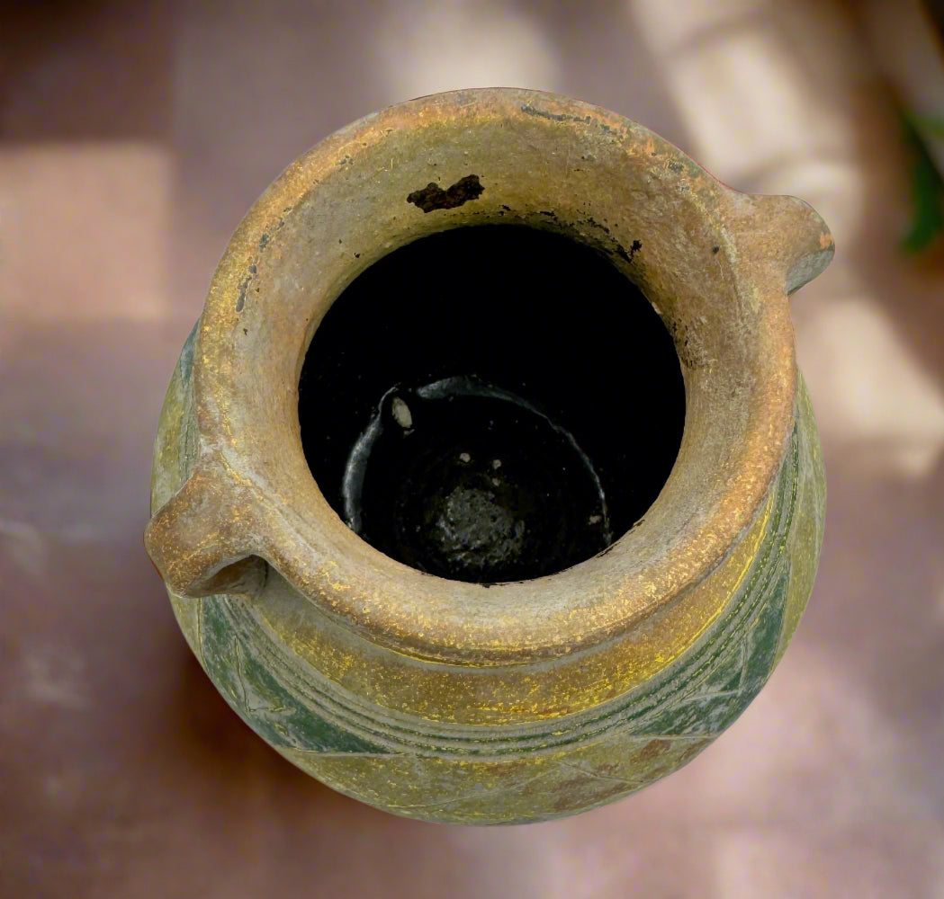 Antique Handcrafted Ceramic Jar – A Century-Old Rustic Treasure