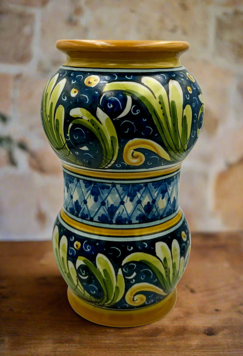 Antique Sicilian Majolica Pharmacy Jar – Hand-Painted by Di Liberto, Caltagirone