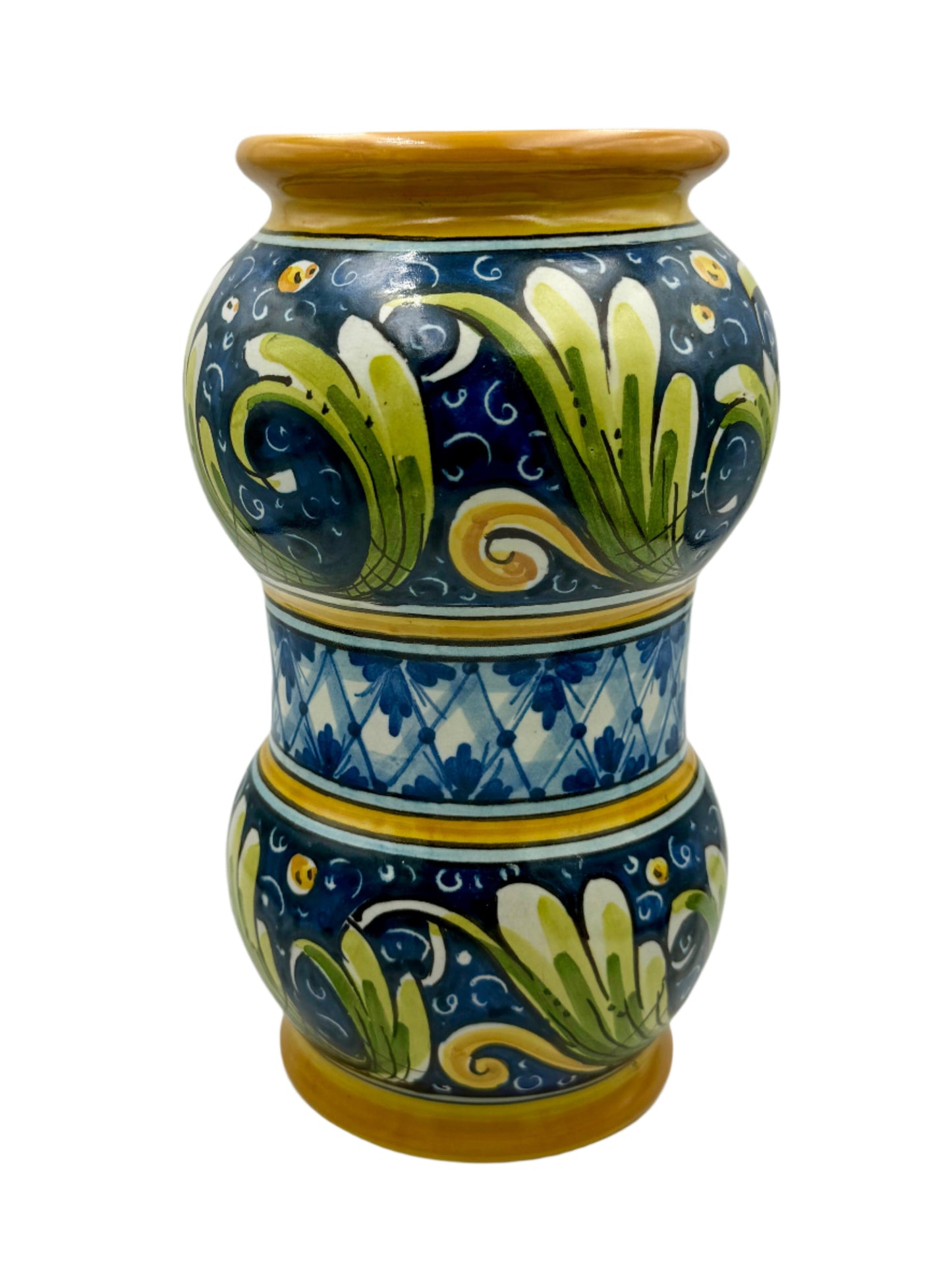 Antique Sicilian Majolica Pharmacy Jar – Hand-Painted by Di Liberto, Caltagirone