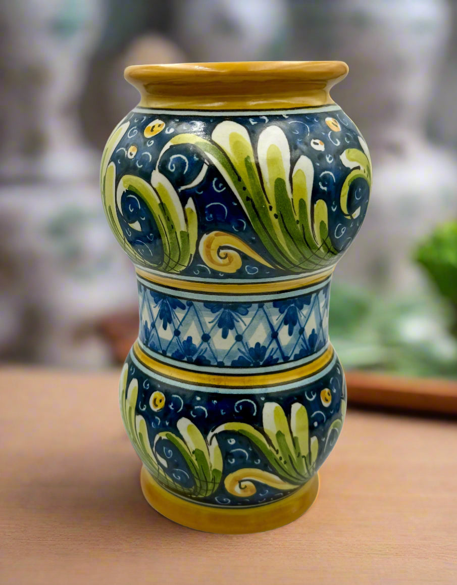 Antique Sicilian Majolica Pharmacy Jar – Hand-Painted by Di Liberto, Caltagirone