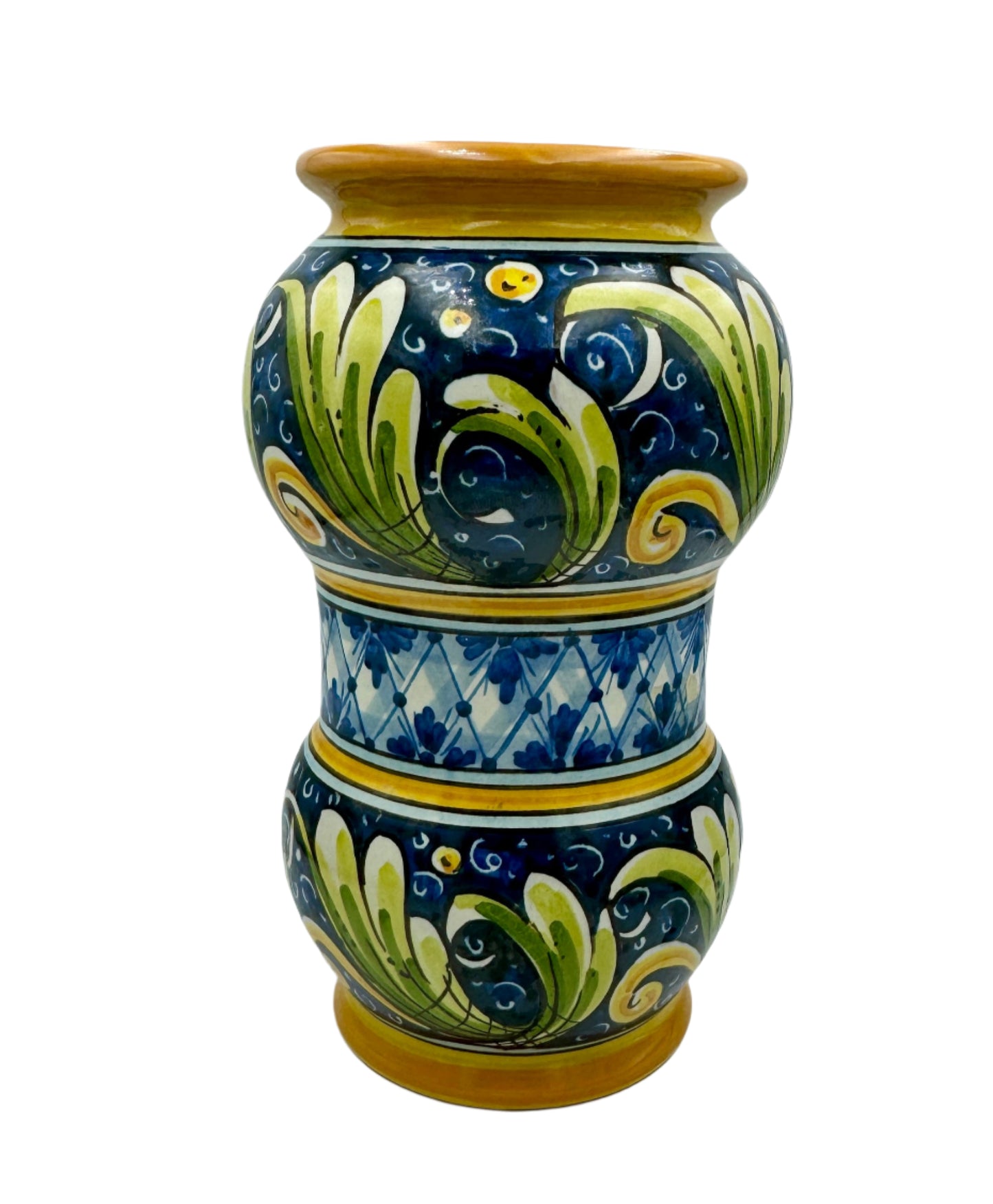 Antique Sicilian Majolica Pharmacy Jar – Hand-Painted by Di Liberto, Caltagirone