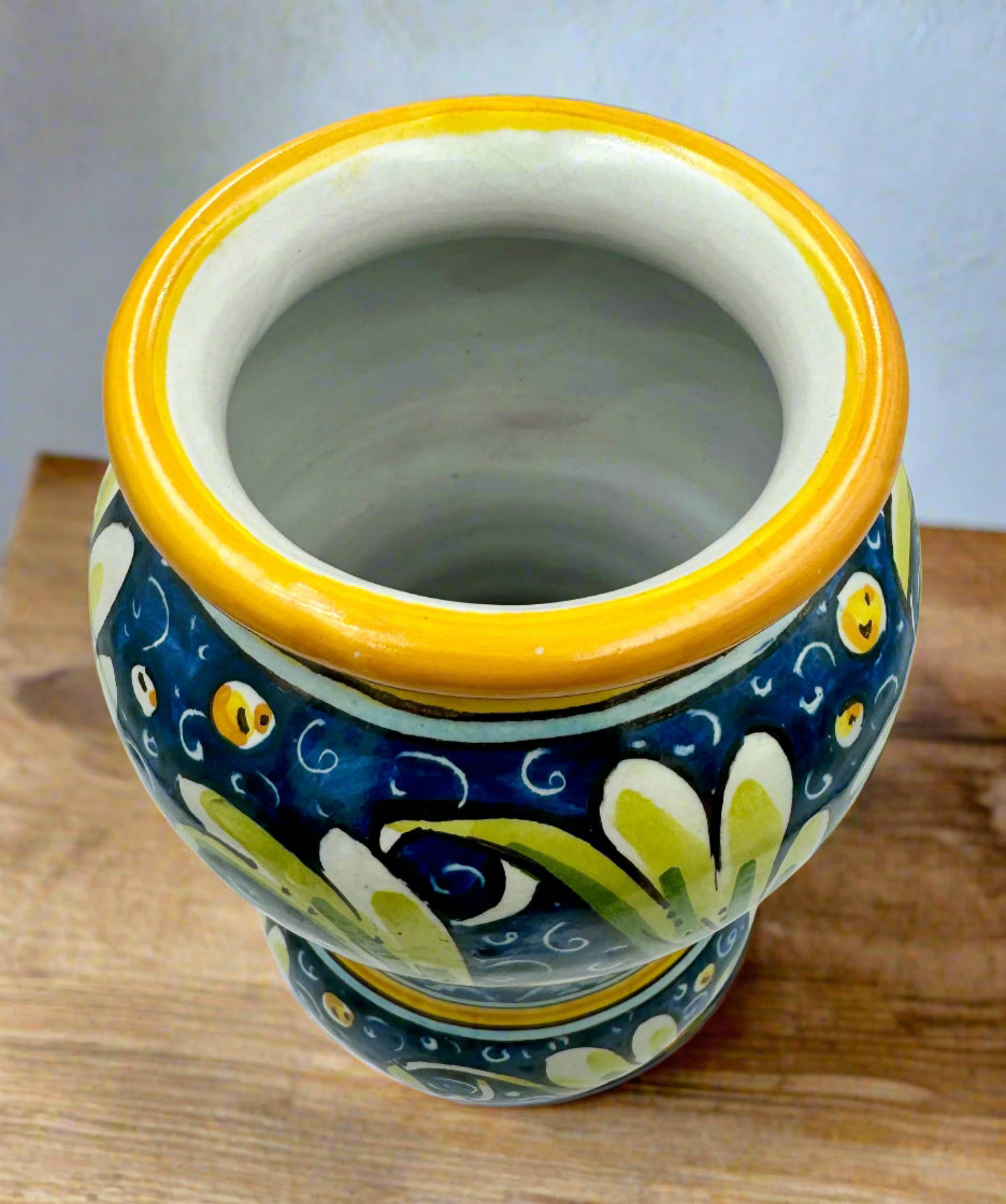 Antique Sicilian Majolica Pharmacy Jar – Hand-Painted by Di Liberto, Caltagirone