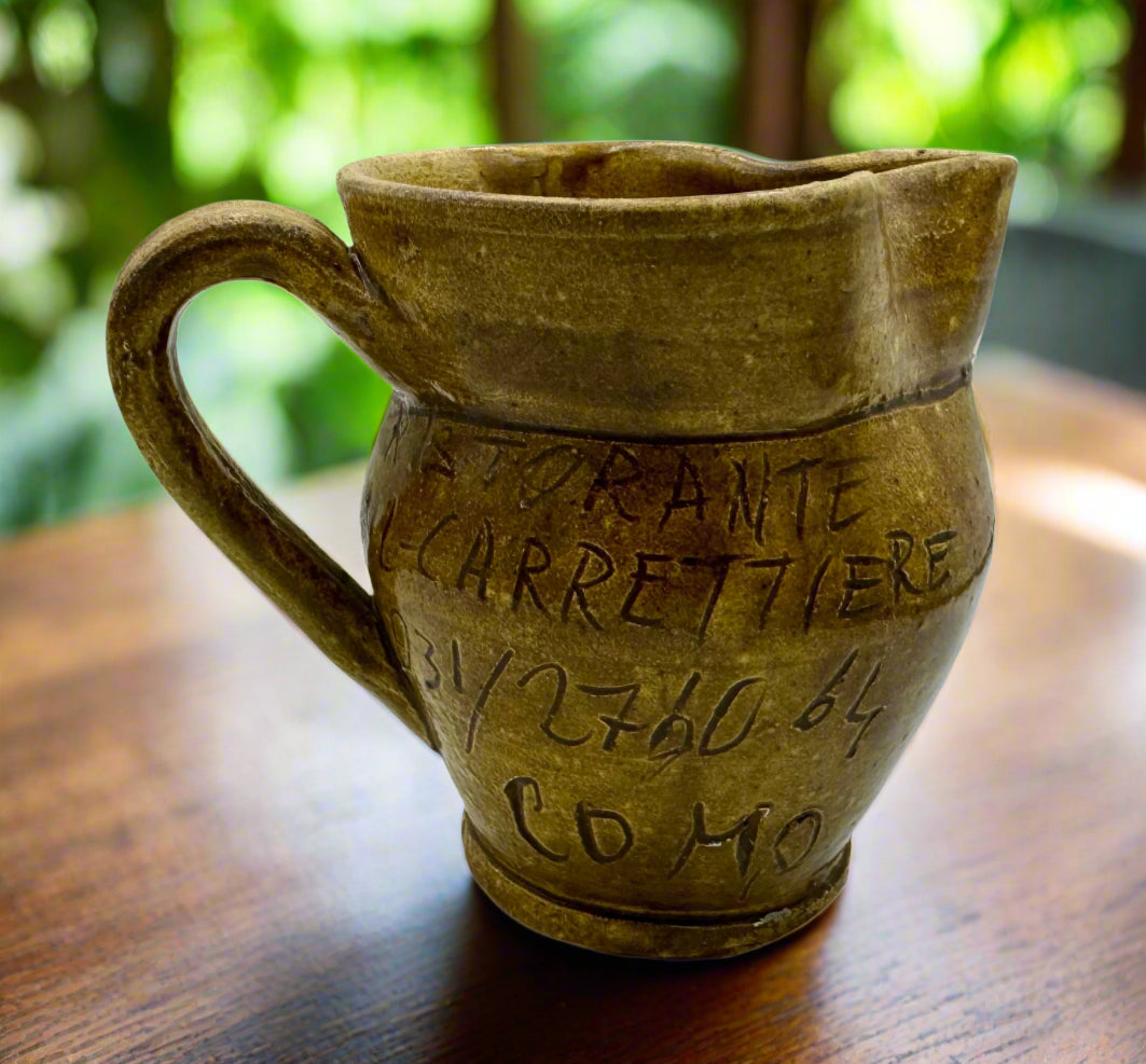 Vintage Ristorante Il Carrettiere Como Ceramic Pitcher – A Rare Italian Culinary Memorabilia