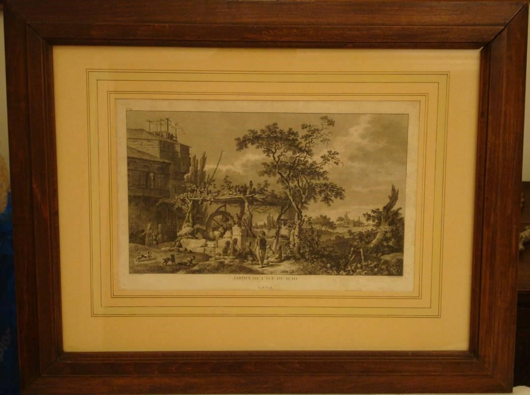 Antique 18th-Century Engraving – "Jardin de l’Île de Scio" (1782)