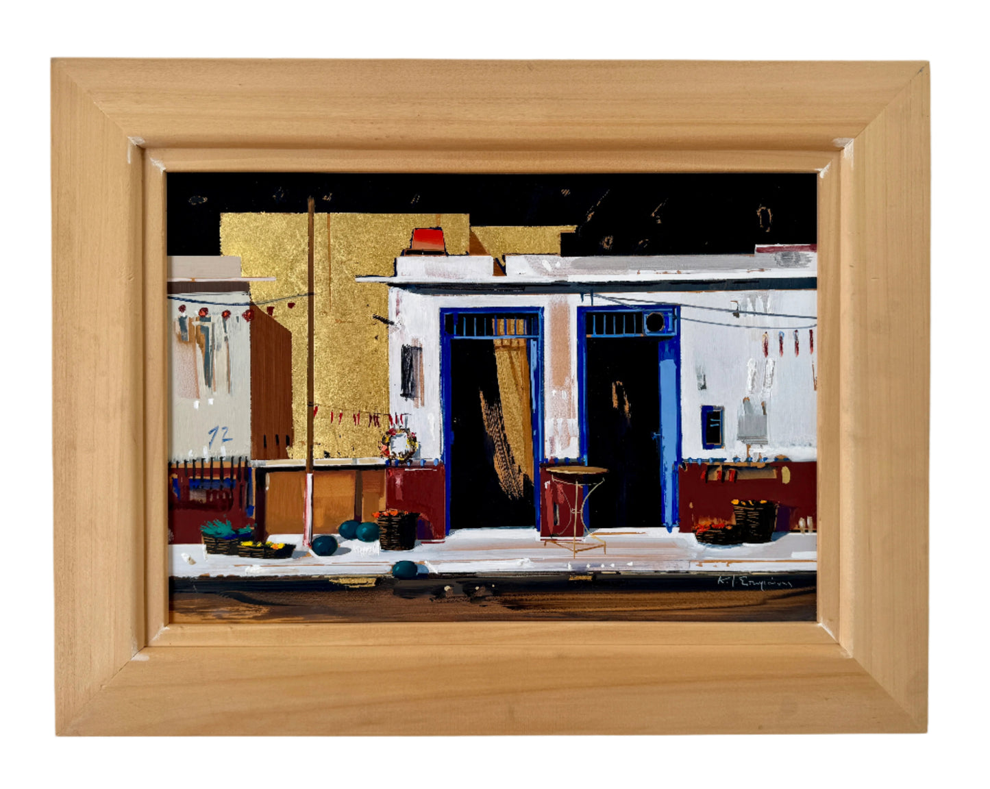 "In the Warm Air of Summer" - Oil and Gold Leaf on Wood by Kostas Spyriounis