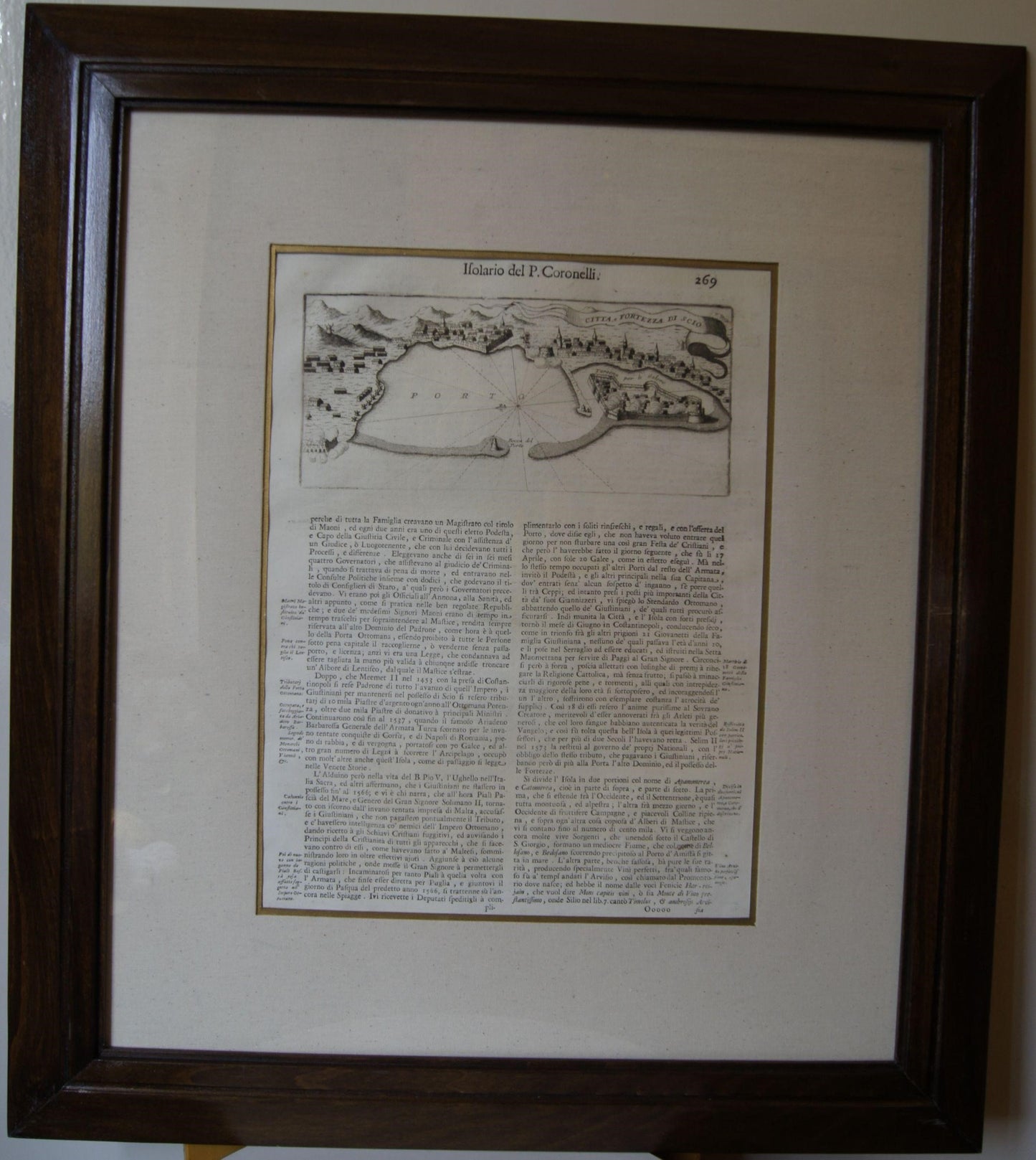 Copper Engraving, "Citta e Fortezza di Scio, Ifolario del P. Coronelli", 1690-96