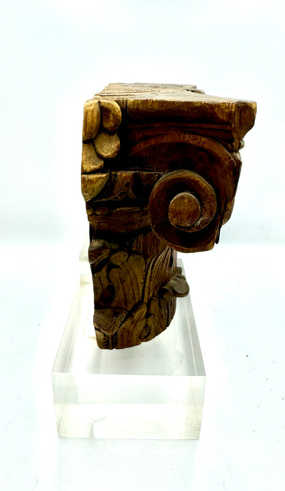 Antique Wooden Hand Carved Element, 17th-18th Century