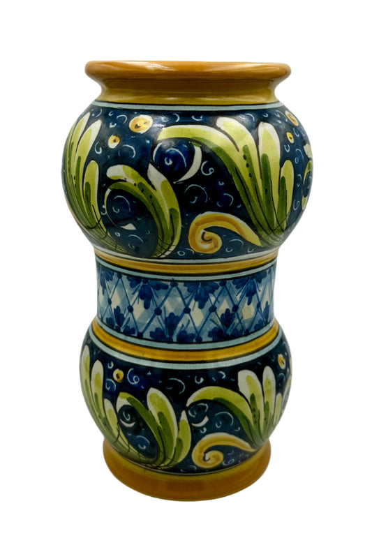 Antique Sicilian Majolica Pharmacy Jar – Hand-Painted by Di Liberto, Caltagirone