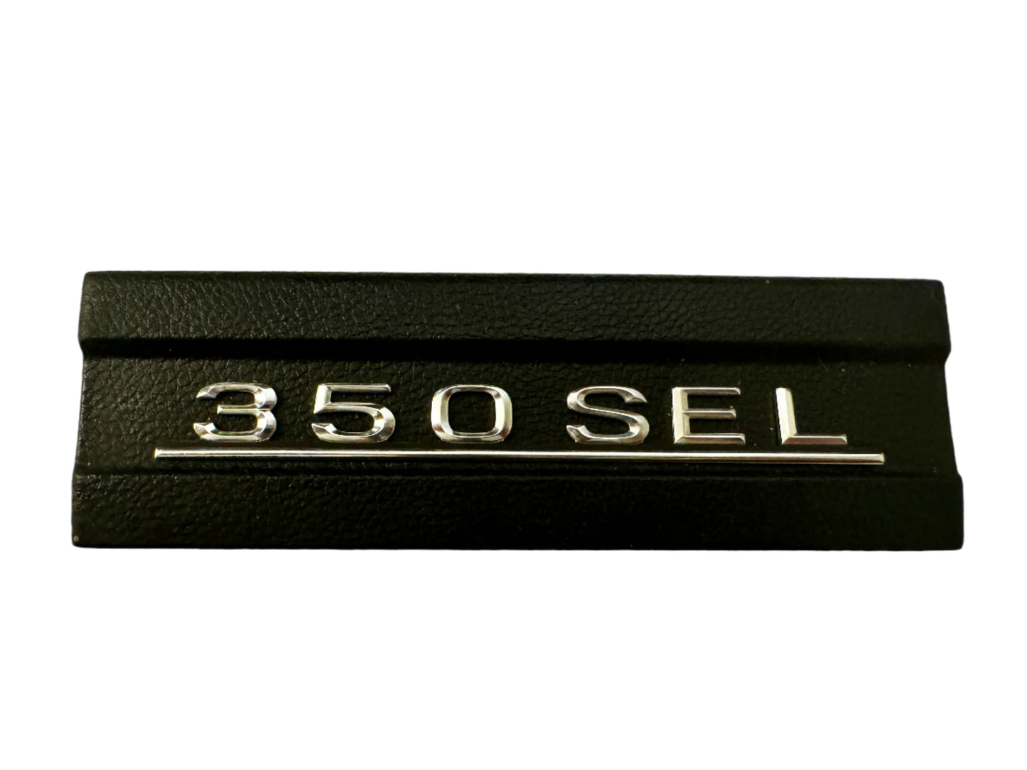 Original Mercedes-Benz 350 SEL W116 Interior Trim Badge | Genuine Wood & Leather-Rubber Panel | 1970s Classic