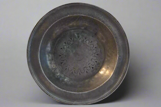 18th or Early 19th Century European Pewter Bowl Signed